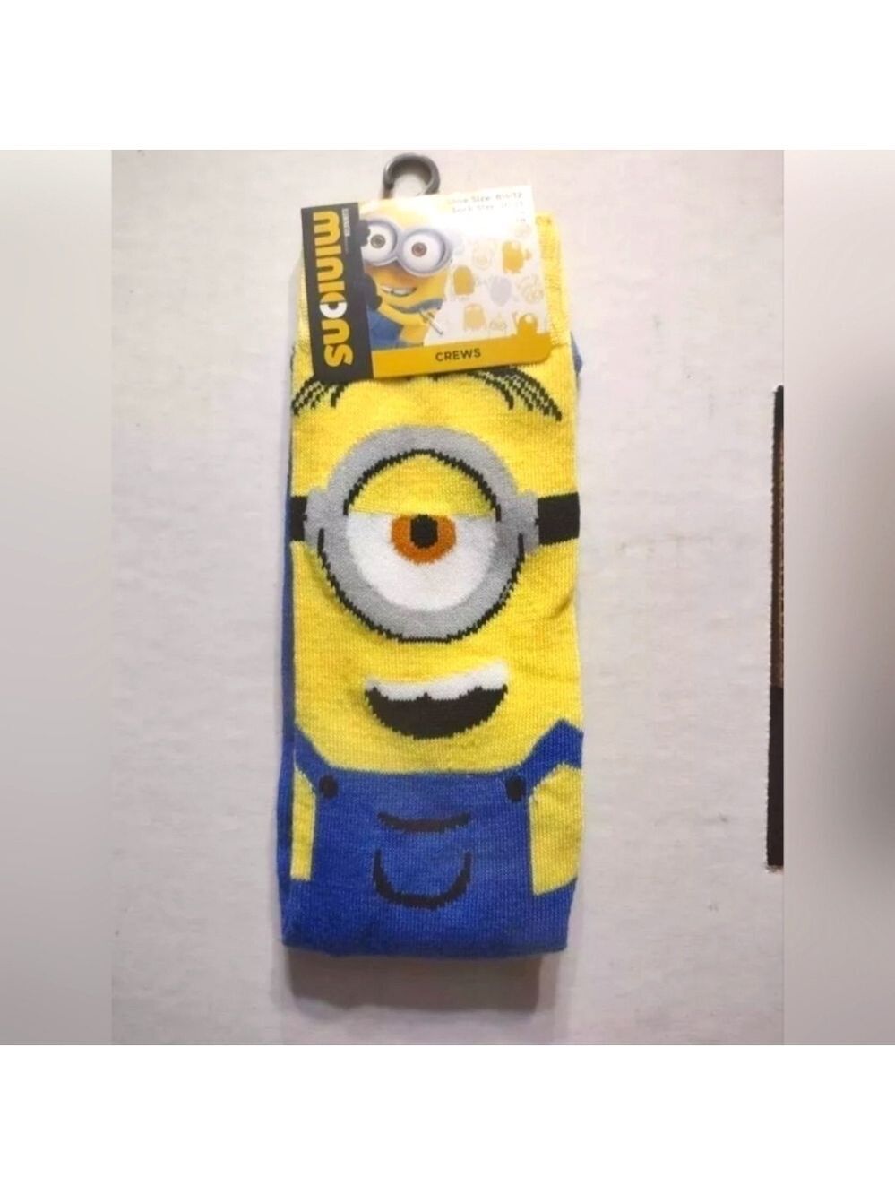 4/$25 New Minion Crew Socks Unisex Novelty Socks Gender Neutral Hosiery